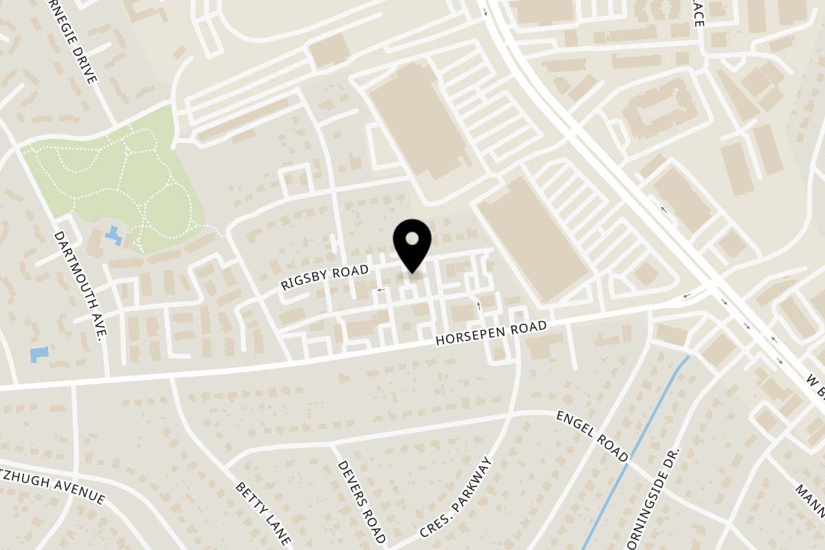 Map showing the location of Pho Thien Phat on 6403 Rigsby Rd in Richmond